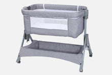 Load image into Gallery viewer, LADIDA 4 In 1 Baby Crib, Next to Me Crib, 6-Level Adjustable Bedside Easy Fold Travel Cot with Wheels, Storage, Mosquito Net and Matress Included, Portable Cribs for Newborn Infant (Grey)