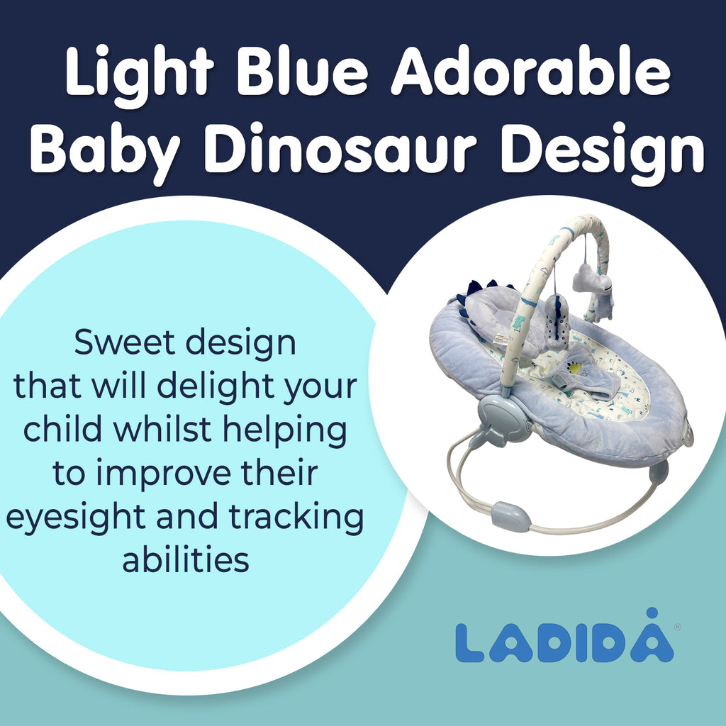 Blue Dinosaur Soft Padded Reclinable Baby Bouncer with Music, White Noise, Viberation 696