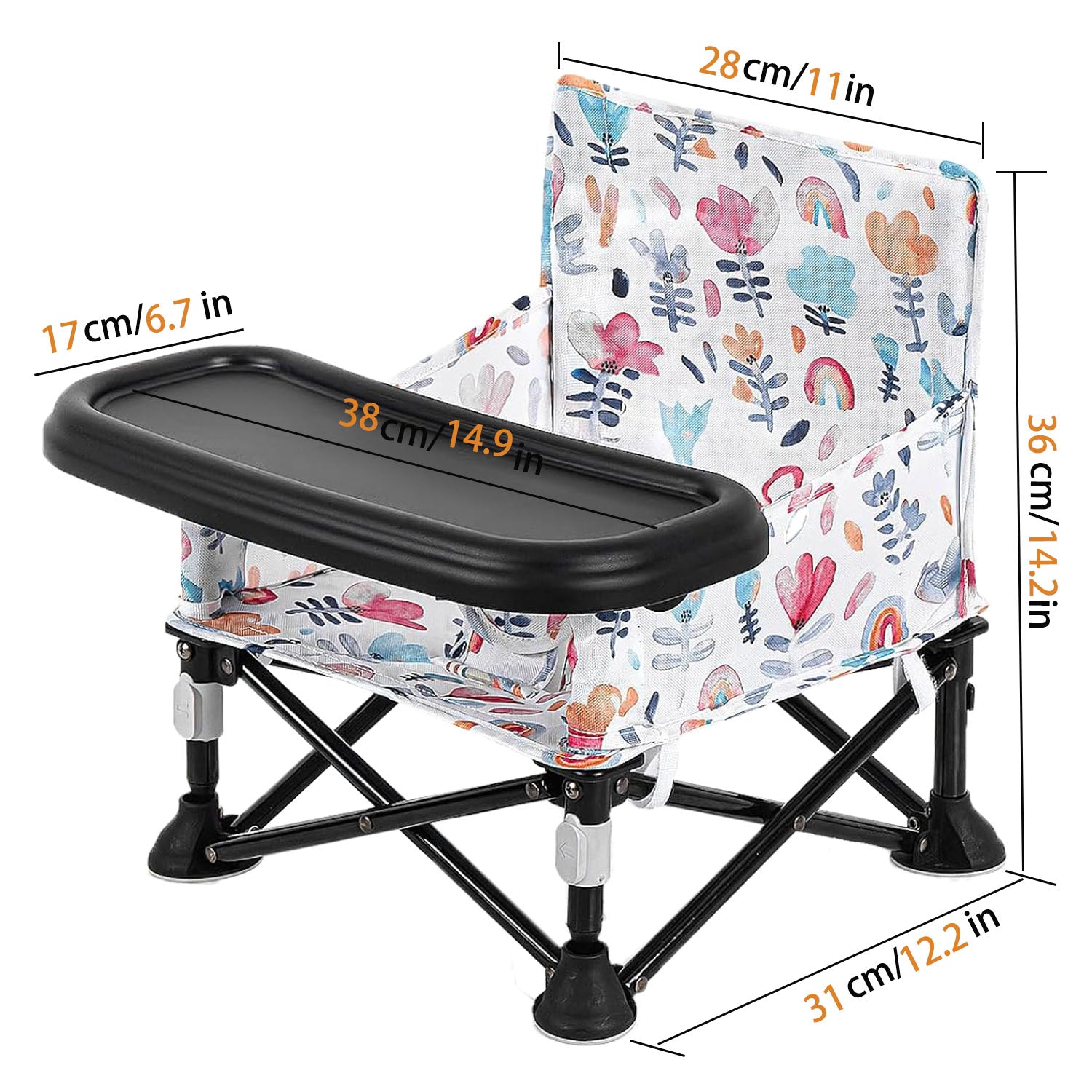LADIDA Baby Seat Booster Toddlers Dining Seat Removable Tray with Travel Bag Portable 305