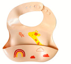 Silicone Cute Cartoon Soft Baby Bib Food catcher BPA Free Food Baby Apron seller
