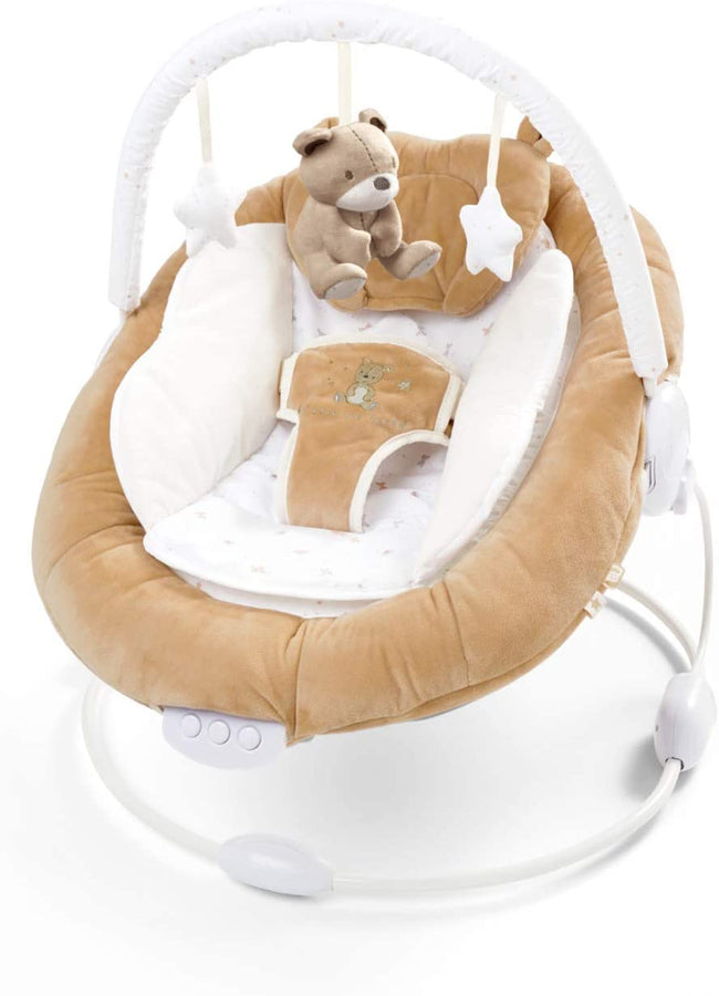 LADIDA Brown Teddy Bear Soft Padded Reclinable Baby Bouncer with Music, White Noise, Viberation - 78 Hover Image