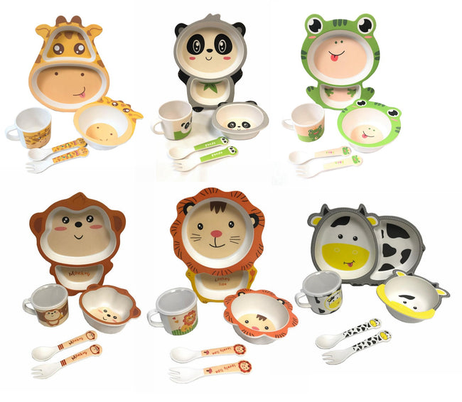 Children's 5 Piece Bamboo  Breakfast Lunch Dinner Set Hover Image