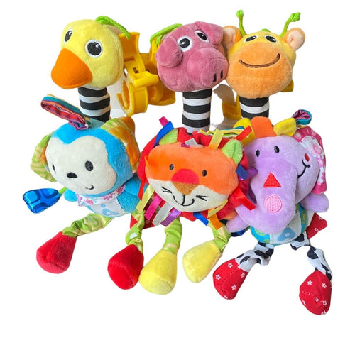 LADIDA Clip on Soft Baby Toys 6pcs, toys, Cot, Pushchair Boys/ Girls. 0+months