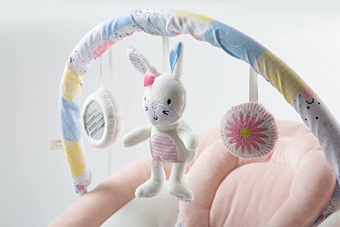 Spring Pink Flower Soft Padded Reclinable Baby Bouncer with Music, White Noise, Viberation Baby Bouncer - 76