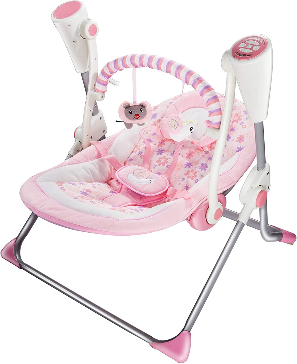 Pink and white baby on sale swing