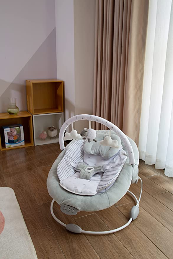 Grey Lamb Soft Padded Reclinable Baby Bouncer with Music, White Noise, Viberation - 77 Main Image