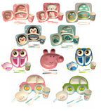 Children' 5 Piece Bamboo Breakfast Lunch Dinner Set.