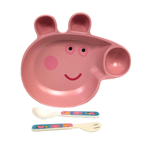 Children's Bamboo 3 Piece Peppa Pig  Breakfast Lunch Dinner Set