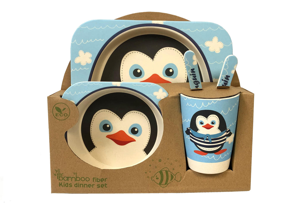 Children' 5 Piece Bamboo Breakfast Lunch Dinner Set.