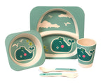Children' 5 Piece Bamboo Breakfast Lunch Dinner Set.