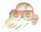Children' 5 Piece Bamboo Breakfast Lunch Dinner Set.