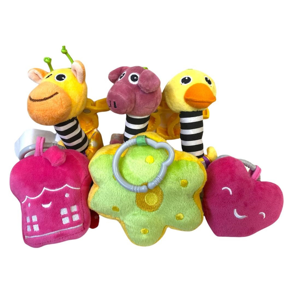 LADIDA Clip on Soft Baby Toys 6pcs, toys, Cot, Pushchair. 0+months Girl Style