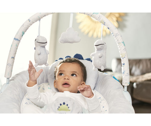 Blue Dinosaur Soft Padded Reclinable Baby Bouncer with Music, White Noise, Viberation 696