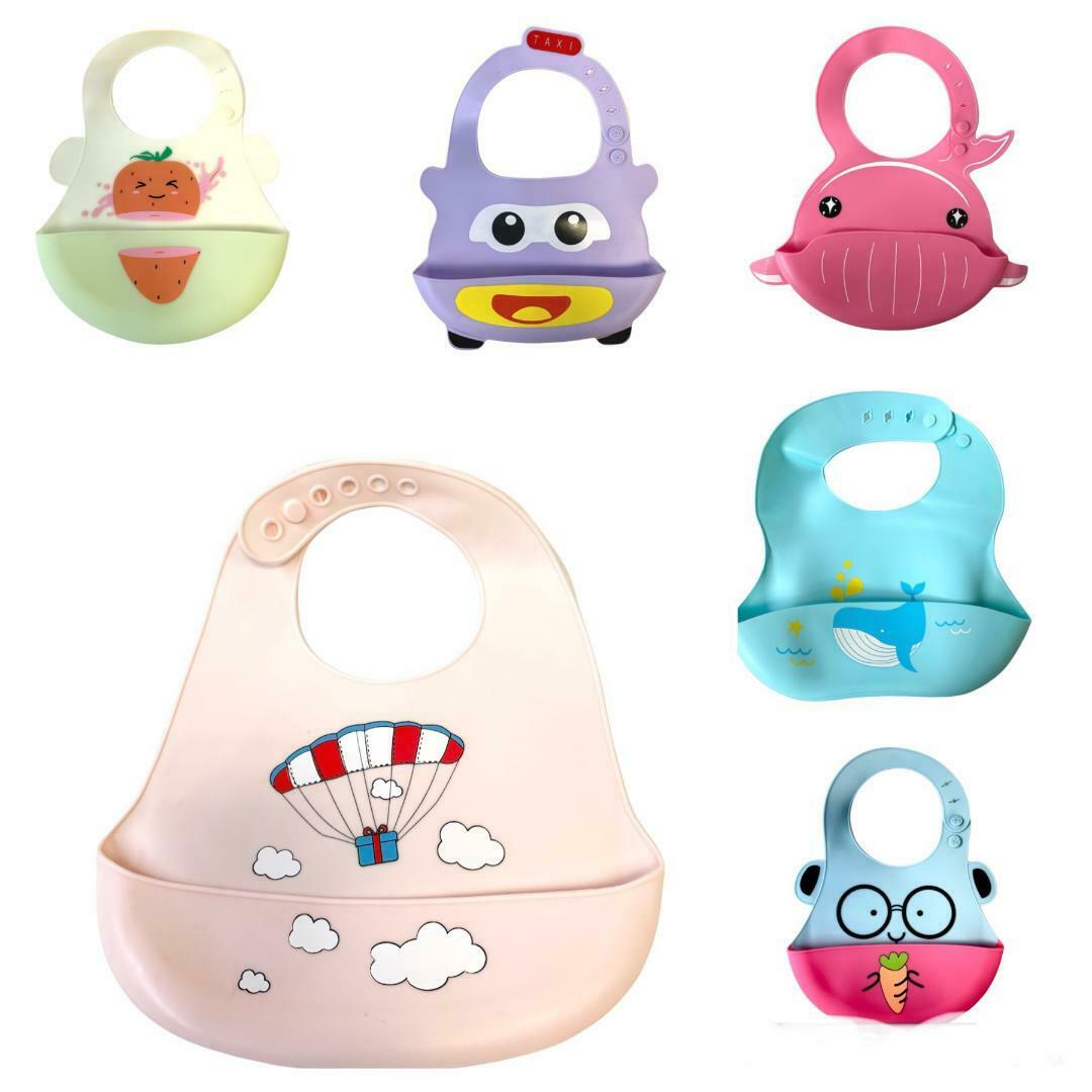 Silicone Cute Cartoon Soft Baby Bib Food catcher BPA Free Food Baby Apron seller
